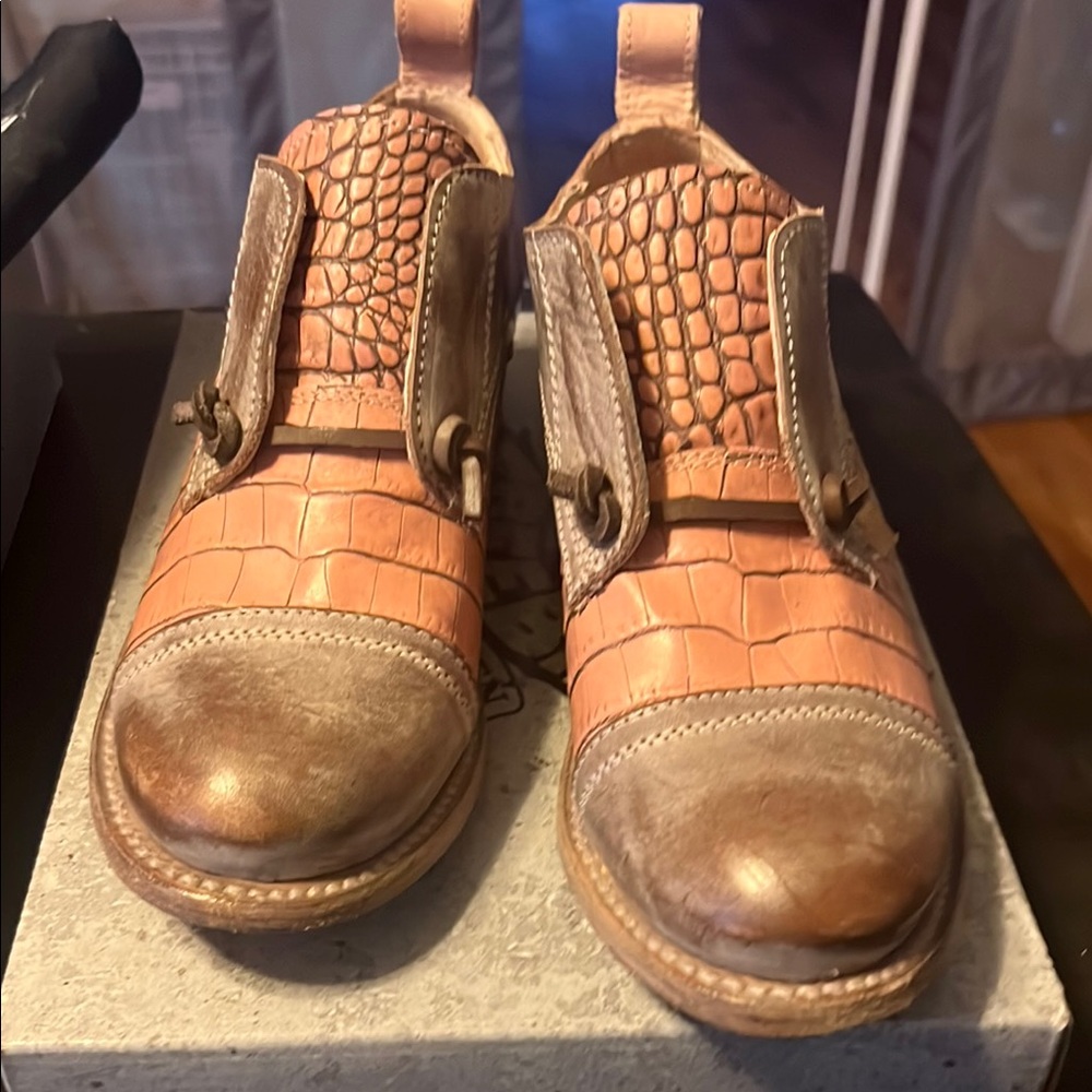 Freebird by Steven Mabel Croc-Embossed Ankle Boots - Pink and Brown